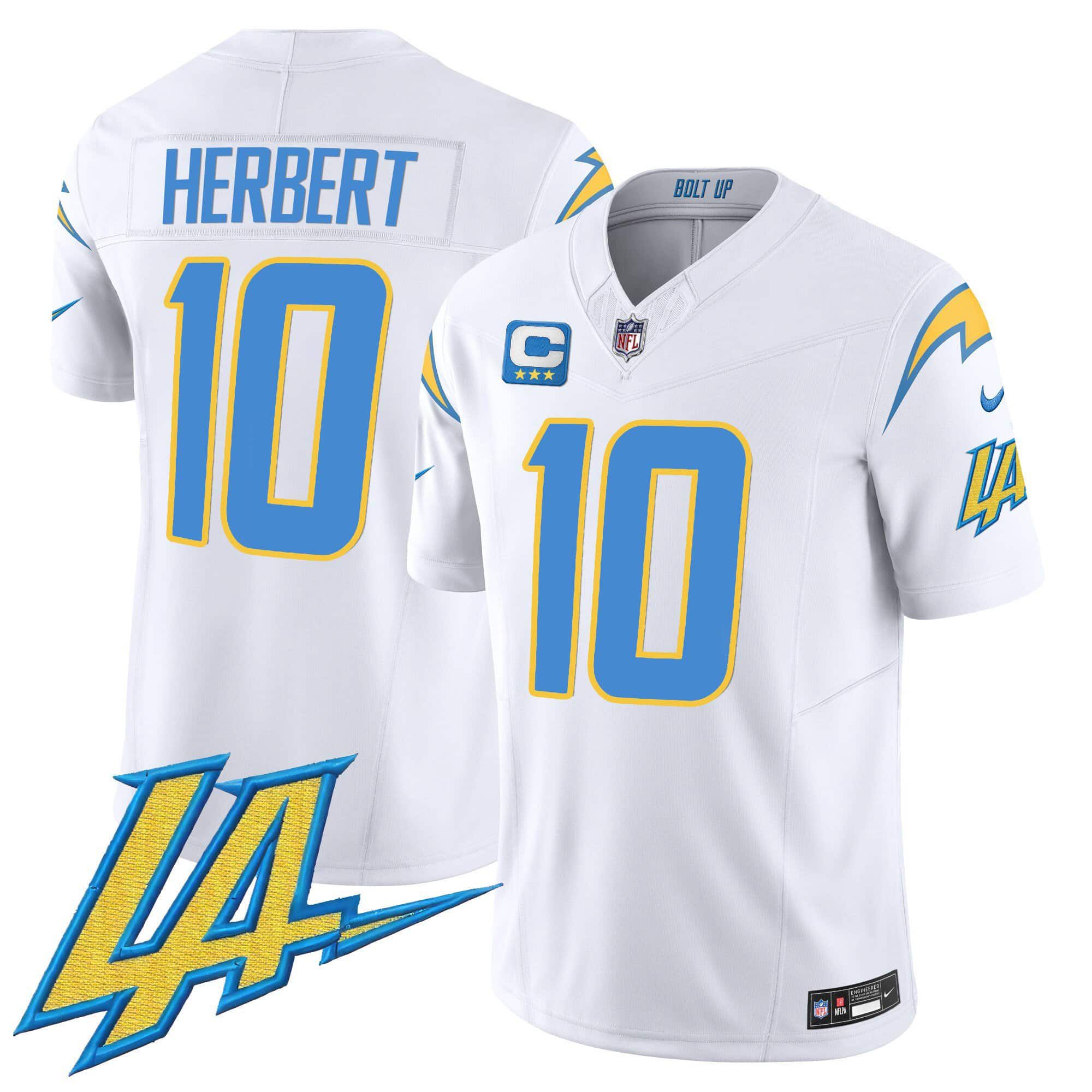 Men Los Angeles Chargers #10 Herbert White 2024 Nike Vapor Limited NFL Jersey